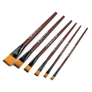 6-Pcs Oil Paint Brushes | Pincéis de artista para óleo, acrílico e aquarela | Pincéis de acrílico | Pincéis de arte para pintura | Pincéis de madeira