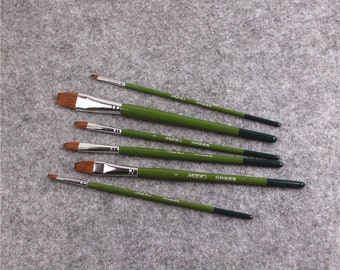 Ensemble de 6 brosses de qualité supérieure à tête plate | Parfait pour la gouache, l'aquarelle et la peinture à l'huile | Fournitures pour artistes professionnels | Pinceau