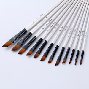 Ensemble de 12 pinceaux aquarelle | Ensemble de pinceaux d'artiste pour aquarelle, gouache et plus | Ensemble de pinceaux de haute qualité pour cadeau d'artiste