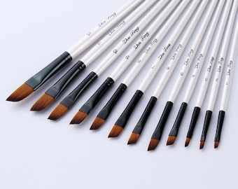 12-delige aquarelpenseelset | Kunstenaarspenselenset voor aquarel, plakkaatverf en meer | Kwalitatief hoogwaardige kwastenset voor de huidige kunstenaar