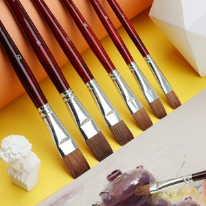 Juego de pinceles de pintura de 6 piezas / Ideal para acrílico, acuarela, óleo y más / Pinceles de arte de alta calidad / Perfecto para regalo de artista / Pinceles para pintar