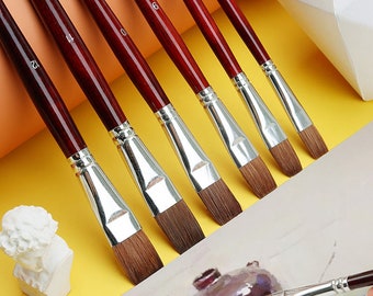 6-delige penselenset | Ideaal voor acryl, aquarel, olie en meer | Kunstpenselen van hoge kwaliteit | Perfect als cadeau voor kunstenaars |  Penselen