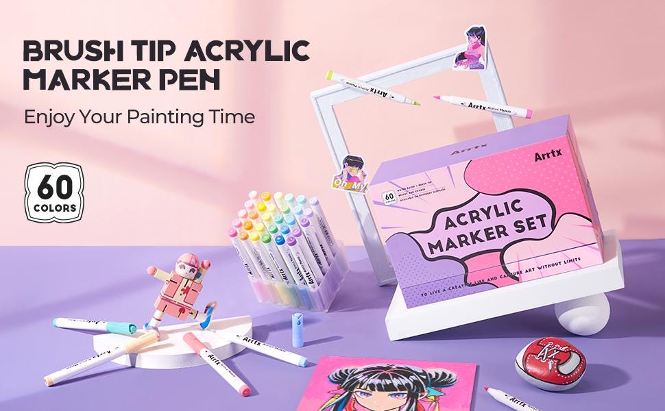 Pennarelli acrilici - Penna per pittura artistica artigianale, set di pennarelli da disegno impermeabili | Penne acriliche per permanente per legno, tela, roccia, carta, decorazione in tessuto