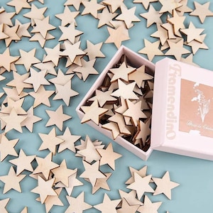 Mini fette di stelle di legno / Stelle di legno vuote per lavoretti natalizi, progetti fai da te e ornamenti / Dimensioni miste per progetti di artigianato fai da te / Forma di stella
