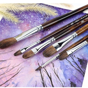 Pinceaux fleurs pour aquarelle Lot de 6 pinceaux, tête ronde peinte à la main pour acrylique et huile, outils haut de gamme pour artistes Kit complet Ensemble de pinceaux image 10