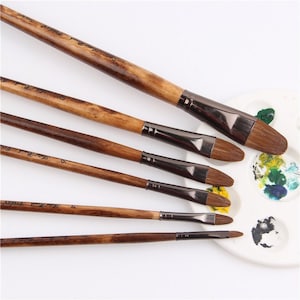 6-teiliges Pinsel-Set | Künstlerpinsel für Öl-, Acryl- & Aquarellmalerei | Kunst Pinsel für die Malerei | Ölmaler Pinsel für Künstler