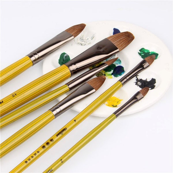 Exclusive Edition | 33cm Wooden Handle | 6-Piece High-Grade Paint Brushes Set | Essential for Professional Artists | Premium Art Supplies