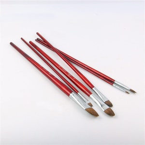 Set di pennelli premium da 6 pezzi / Pennelli versatili per artisti per olio, guazzo, acquerello, acrilico, tela e altro / Manici in legno rosso