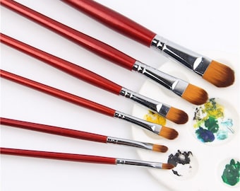 Premium 6-Piece Paintbrush Set | Nylon Hair, Wooden Handles | Ideal for Watercolor, Acrylic, Oil | Artist Supplies | Paint Brush Set