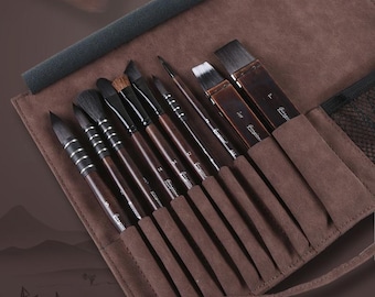 10-Pcs Watercolor Paint Brushes | Art Brushes for Watercolor & Acrylic | Paintbrush Roll Case | Artist Brushes for Painting And Calligraphy
