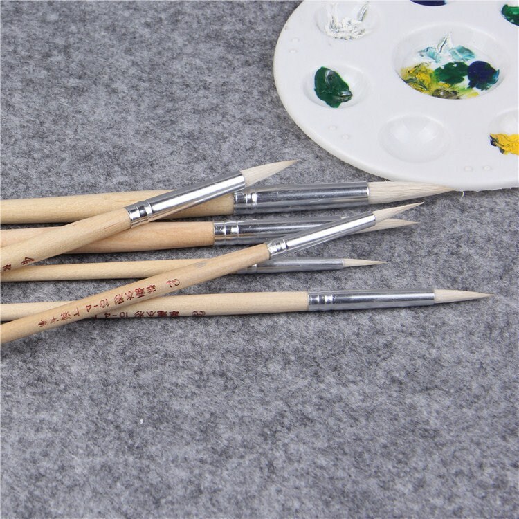 LALAFINA 6-Piece Wooden Handle Paint Brush Set – Round Tip Bristle Brushes For Varnish, Cleaning, Furniture & Wall Projects