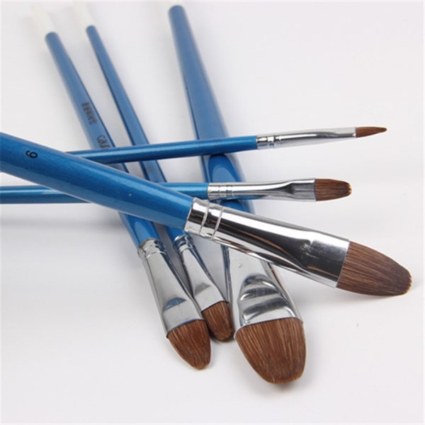 6-Piece White-Tailed Blue Brush Set | Premium Tools for Acrylic & Drawing | Professional Grade Supplies for Detailed Artistry