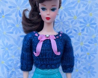 Barbie sweater with pink silk ribbon