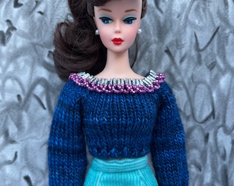 Suéter com gola de contas Barbie