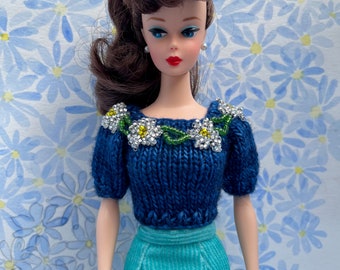 Barbie beaded daisies sweater