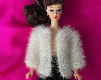 White Sparkling Knit Sweater for Blythe and Barbie