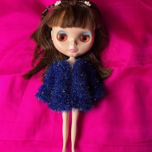 Sparkling Blue Knit Jacket for Blythe and Barbie