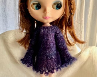 Lila Mohair Kleid für Blythe-Puppe