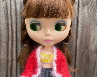 Blythe roter handgestrickter Mohair Pullover