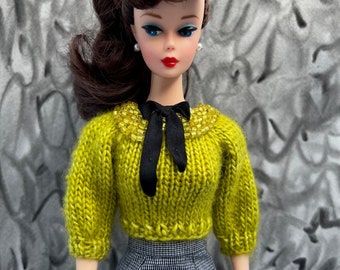 Barbie sweater beaded collar with bow