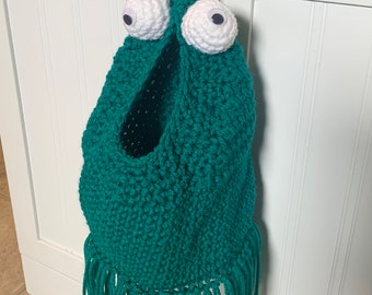 Crochet LARGE Yip Yip Alien Martian Sesame Street Hanging Storage Bag