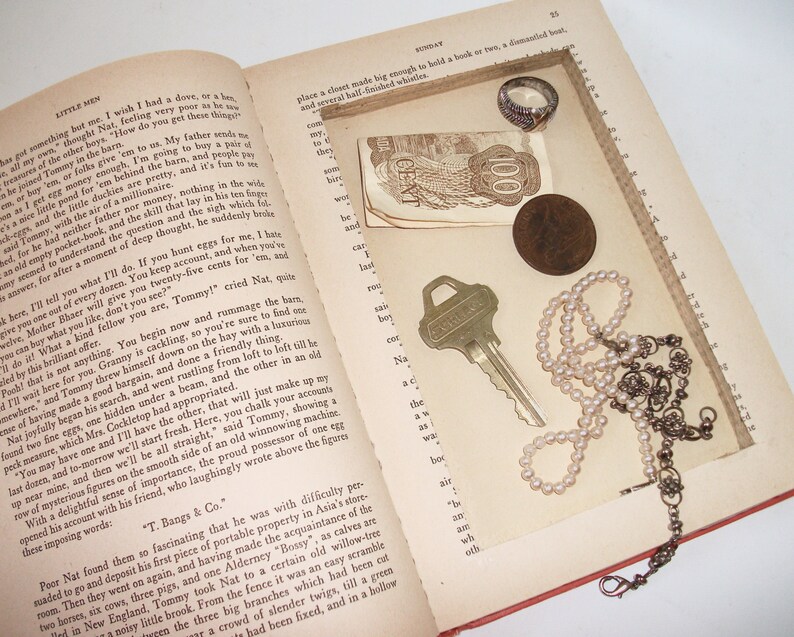 Hollow Book Safe Vintage Little Men, Secret Stash Keepsake Compartment