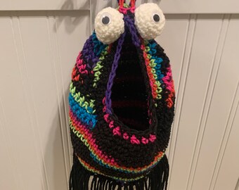 Crochet LARGE Yip Yip Alien Martian Sesame Street Hanging Storage Bag