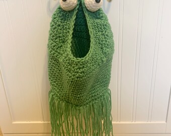 Crochet LARGE Yip Yip Alien Martian Sesame Street Hanging Storage Bag