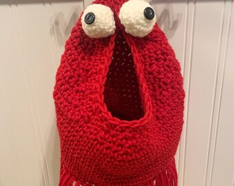 Crochet LARGE Yip Yip Alien Martian Sesame Street Hanging Storage Bag