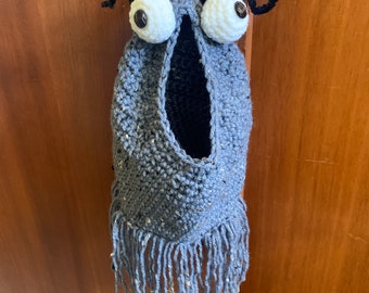 Crochet LARGE Yip Yip Alien Martian Sesame Street Hanging Storage Bag