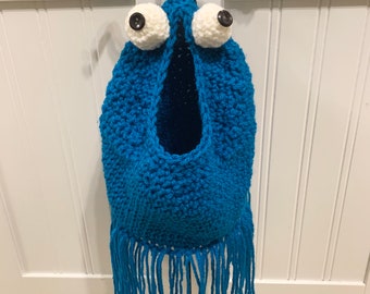 Crochet LARGE Yip Yip Alien Martian Sesame Street Hanging Storage Bag