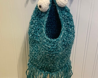 Crochet LARGE Yip Yip Alien Martian Sesame Street Hanging Storage Bag