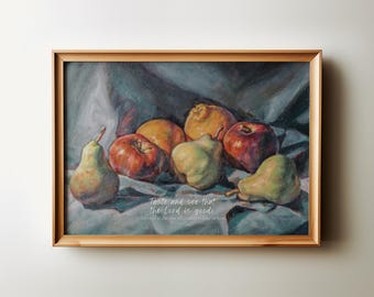 Bibelversväggkonst, vintage fruktoljekonst kristen heminredning, Psalm 34:8 Smaka och se att Herren är god inspirerande bibelkonst