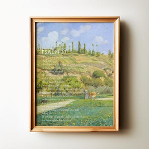 The Lord is my shepherd I lack nothing, Psalm 23,  Bible Verse Wall Art, Vintage Oil Art Christian Home Decor, Scripture Art Print