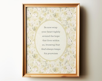 Bible Verse Wall art, Modern Minimalist Christian Home Decor, He who promised is faithful Hebrews 10:23 Scripture Art Print