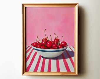 Mon Cherie Cherry Art Print, Trendy Dopamine Decor, Coquette & Danish-Inspired Wall Art for Modern Spaces