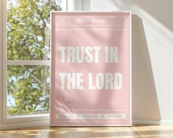 Pink Christian Wall Art, Retro Christian Home Decor, Trust in the Lord Isaiah 26:3-4 Bible Verse Print, Scripture Wall Art Poster