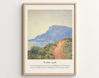 Bible Verse Wall Art, Minimalist Christian  Home Decor, Psalm 143:8 Let the morning bring me word of your unfailing love Scripture Art Print