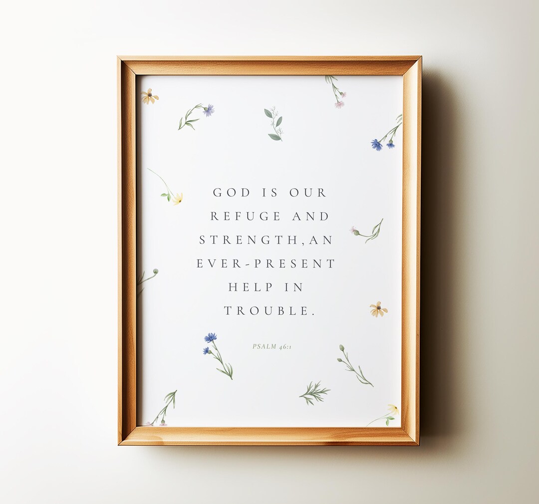 Bible Verse Wall Art, Floral Minimalist Christian Home Decor, Psalm 46: ...