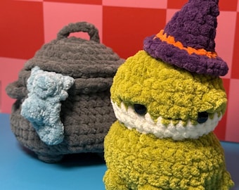 Frog in a Cauldron | Frog | Witch Hat | Cauldron | Crochet Pattern