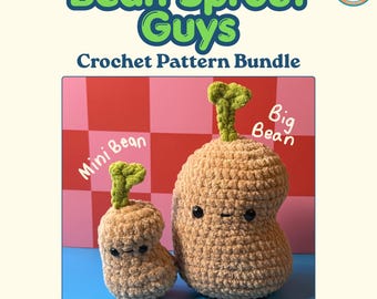 Bean Sprout Guys | Mini Bean Sprout | Big Bean Sprout | Crochet Pattern Bundle