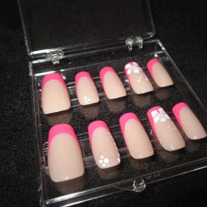 custom press on nails/summer press on nails/party press on nails/pink french nails