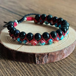 Samurai Shadow - Pulsera oriental en zigzag - Regalo único para mujeres y hombres - Tamaño ajustable - Tema samurai/asiático