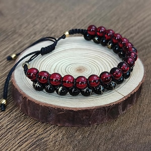 Red Ronin - Oriental zigzag bracelet - Unique gift for women and men - Adjustable with sliding knot - Samurai/Asian theme