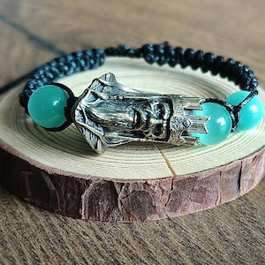 Ghost King - Handgemaakte gevlochten zwarte armband - Koning van de doden - Stoere herenarmband - Zwart met groen of wit - Geesten