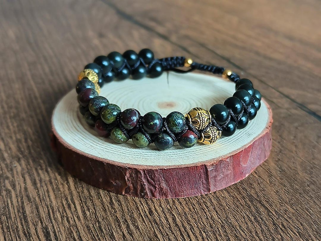 Shogun's Sword - Handmade Sturdy Bead Bracelet - Zig Zag Pattern - Double  Row - Samurai, Japan - Male - Men's Gift - Green Black - Etsy, image size:1080x810