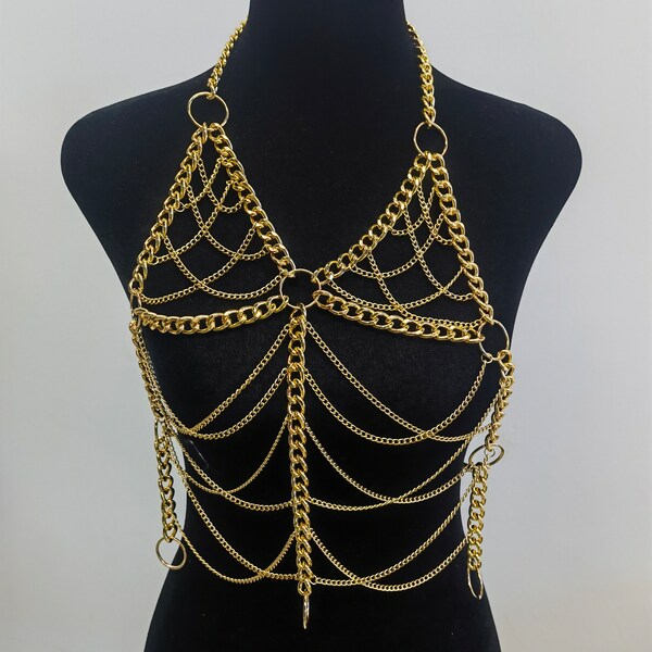 Metal Bralette Statement Body Chain Jewellery