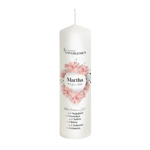 Mourning candle with cherry blossoms personalized - Model Martha - Gift candle - Remembrance of the deceased - Candle for mourning