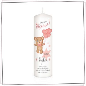 Mourning candle for star children - personalized teddy bear - gift candle - remembrance of the deceased - mourning candle