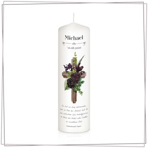 Mourning candle cross flowers - personalized - Mod 3 - gift candle - memory of the deceased - mourning candle